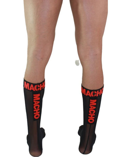 MACHO - DUNNE SOKKEN EEN MAAT ZWART/ROOD