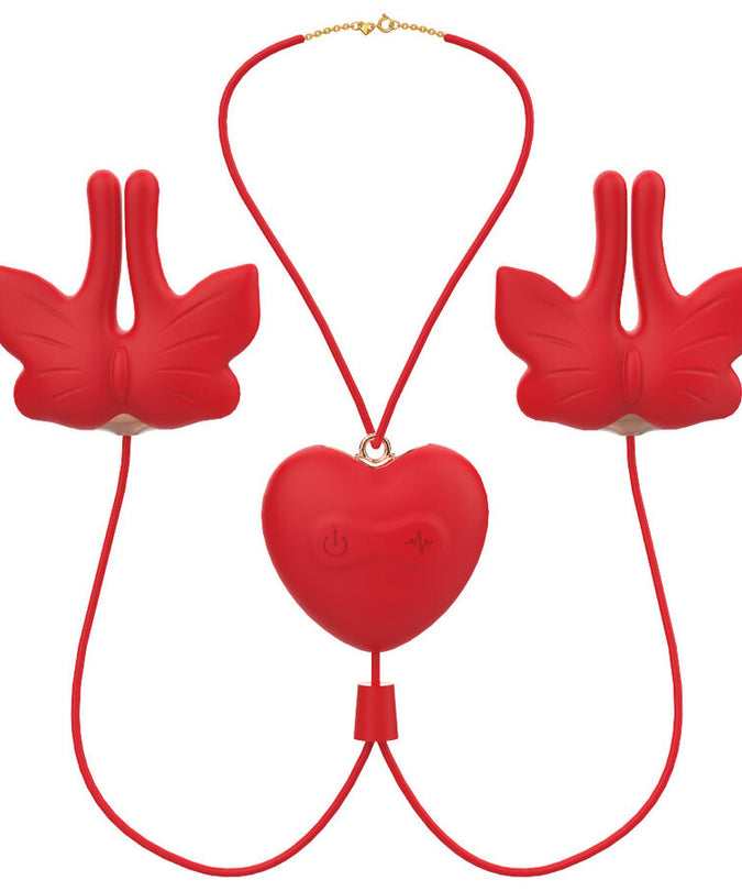 ARMONY - MAGNETIC NIPPLE CLAMPS WITH VIBRATION BUTTERFLY SHAPE RED
