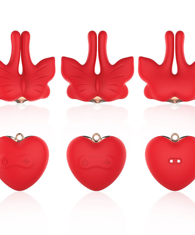 ARMONY - MAGNETIC NIPPLE CLAMPS WITH VIBRATION BUTTERFLY SHAPE RED