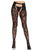 Leg Avenue – Rose Lace Stockings With Open Back Black