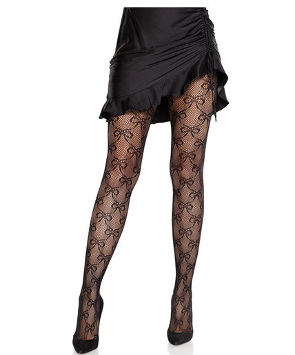 LEG AVENUE - VISNET PANTY MET STRIK ZWART