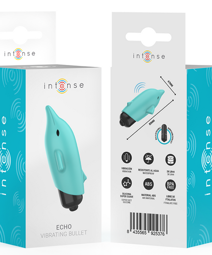 INTENSE - ECHO VIBRATING BULLET DOLPHIN BLUE 8 X 4.7 CM