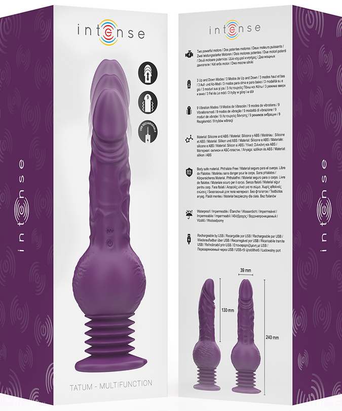 Intense – Tatum multifunctionele vibrator met op- en neergaande vibratie 24 cm paars