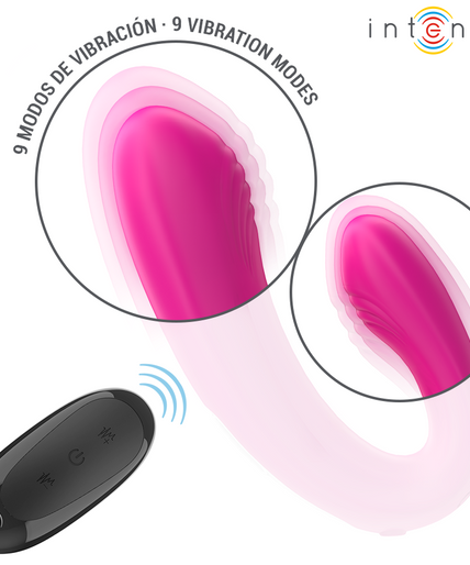 INTENSE - JANET DUAL U-SHAPED STIMULATOR AND VIBRATOR WITH REMOTE CONTROL PINK