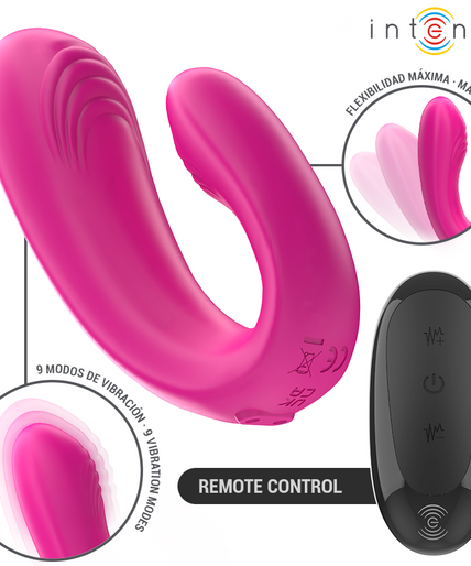 INTENSE - JANET DUAL U-SHAPED STIMULATOR AND VIBRATOR WITH REMOTE CONTROL PINK