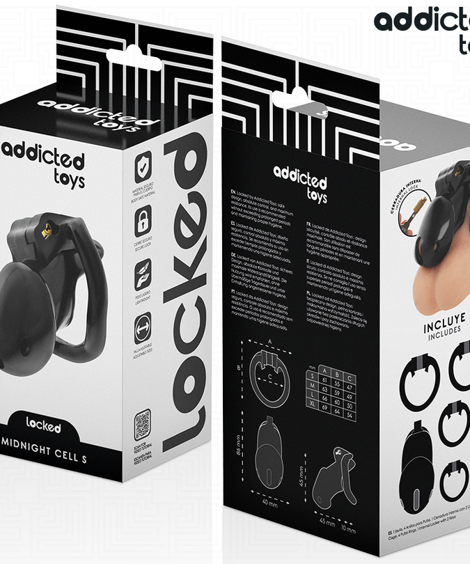 ADDICTED TOYS LOCKED - MINDNIGHT CELL PENIS CAGE SIZE S