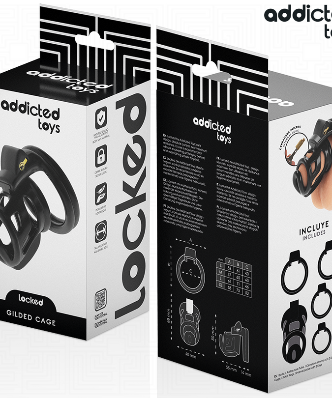 ADDICTED TOYS LOCKED - GILDEN CAGE SILICONE PENIS CAGE 8.5 CM