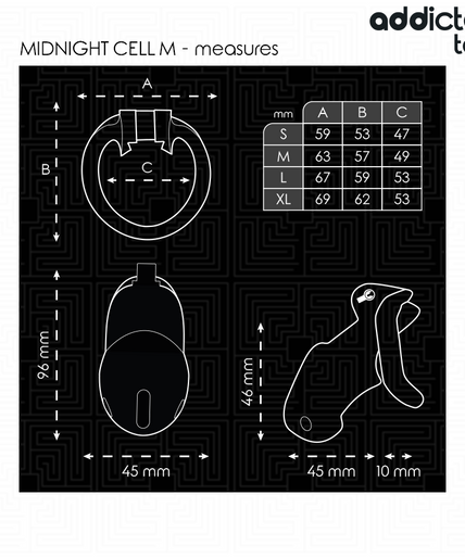 ADDICTED TOYS LOCKED - MINDNIGHT CELL PENIS CAGE SIZE M