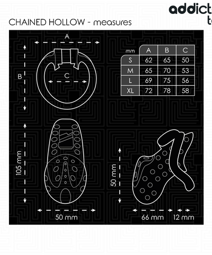 ADDICTED TOYS LOCKED - CHAINED HOLLOW PENIS CAGE 10.5 CM