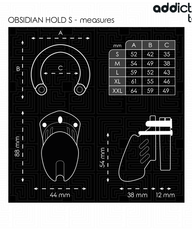 ADDICTED TOYS LOCKED - OBSIDIAN HOLD PENIS CAGE SIZE S