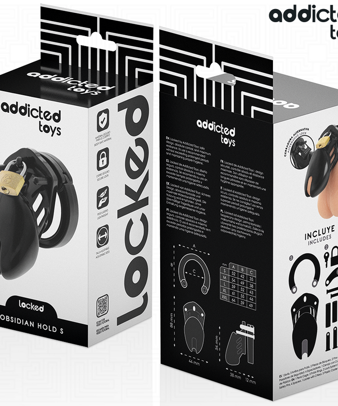 ADDICTED TOYS LOCKED - OBSIDIAN HOLD PENIS CAGE SIZE S