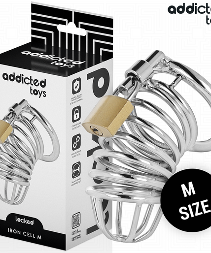 ADDICTED TOYS LOCKED - IRON CELL METAL PENIS CAGE SIZE M