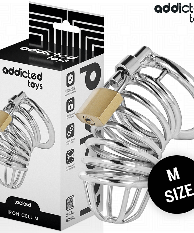 ADDICTED TOYS OP SLOT - IJZEREN CEL METALEN PIEMEL KOOI MAAT M