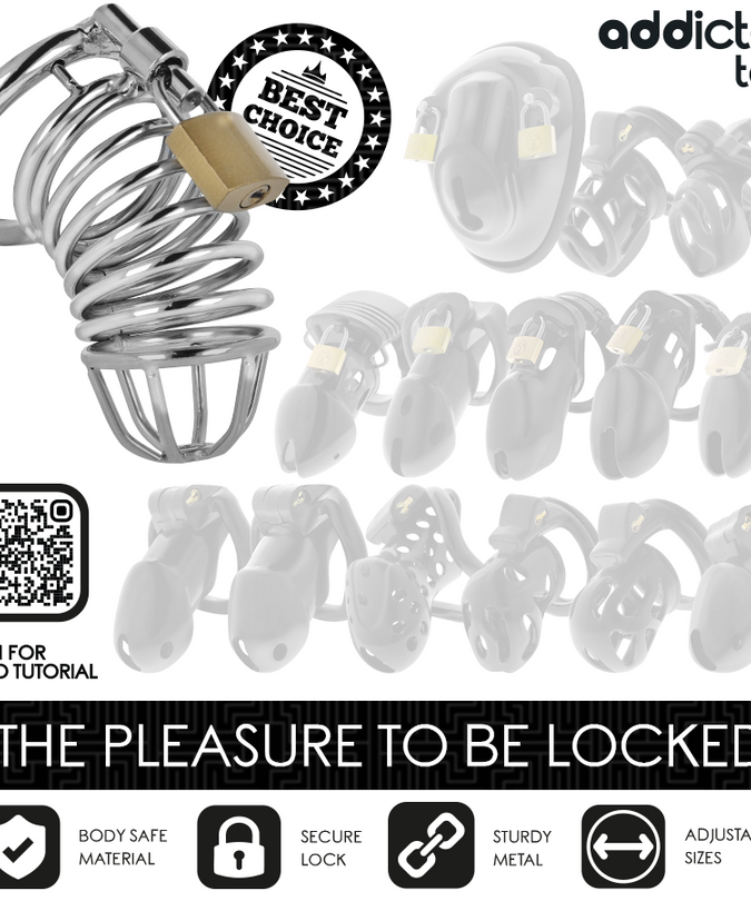 ADDICTED TOYS OP SLOT - IJZEREN CEL METALEN PIEMEL KOOI MAAT M