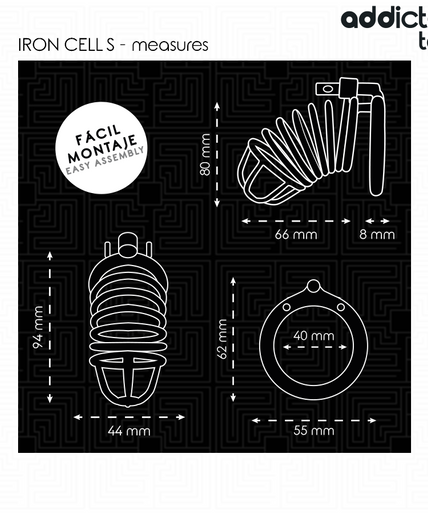 ADDICTED TOYS LOCKED - IRON CELL METAL PENIS CAGE 4 CM SIZE S