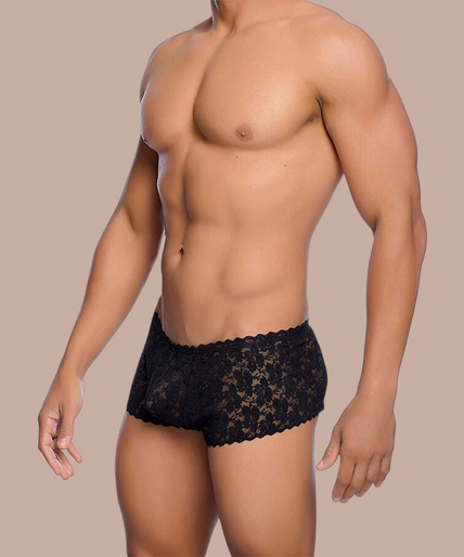 Pleasurements Mob zwarte kanten boxershort voor heren met een verleidelijk en elegant design