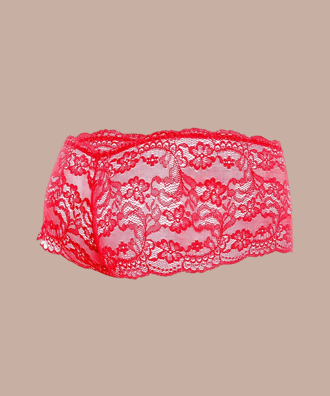 Pleasurements Mob rode kanten boxershort met verfijnd bloemmotief uit de Core Collection
