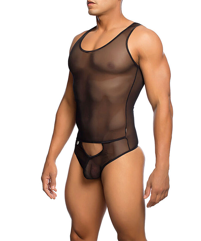 MOB - TRANSPARANTE ZWARTE BODYSUIT MAAT S/M
