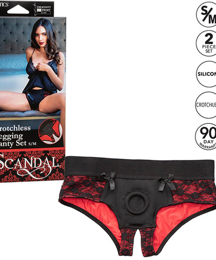 CALEXOTICS - SCANDAL SET OF CROTCHLESS PANTIES WITH DILDO SIZE S/M