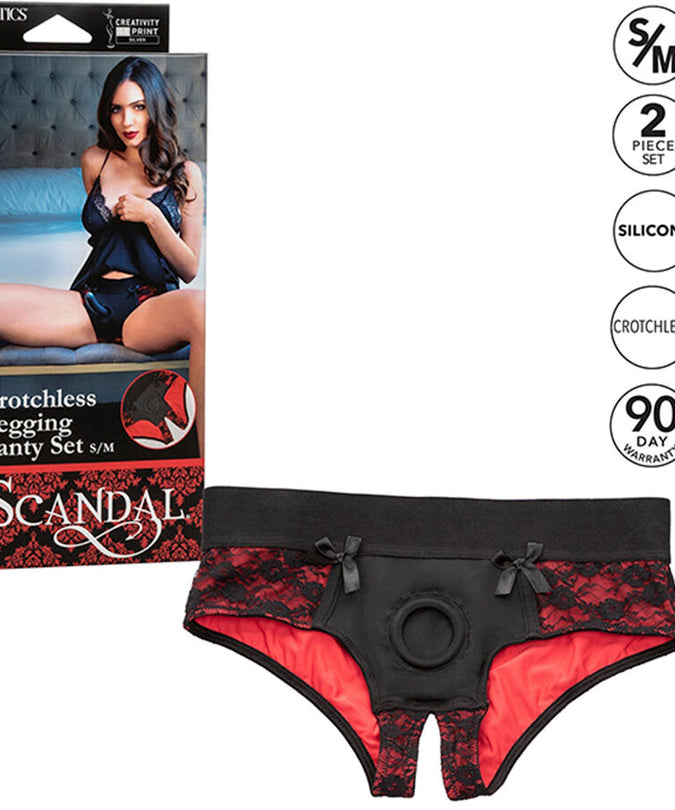 CALEXOTICS - SCANDAL SET OF CROTCHLESS PANTIES WITH DILDO SIZE S/M