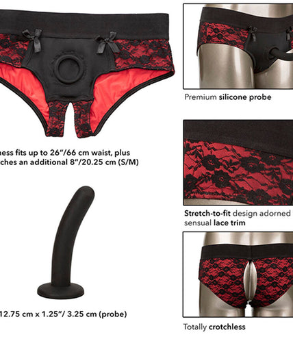 CALEXOTICS - SCANDAL SET OF CROTCHLESS PANTIES WITH DILDO SIZE S/M