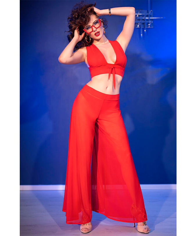 CHILIROSE - CR 4857 RODE TOP EN BROEK SET MAAT L