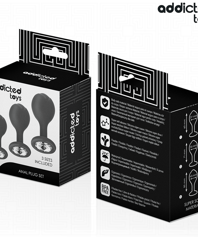 ADDICTED TOYS - SET OF 3 ANAL PLUG SILICONE WITH JEWEL