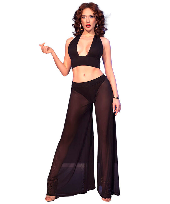 Chilirose – Cr 4857 Black Top And Pants Set Size XL