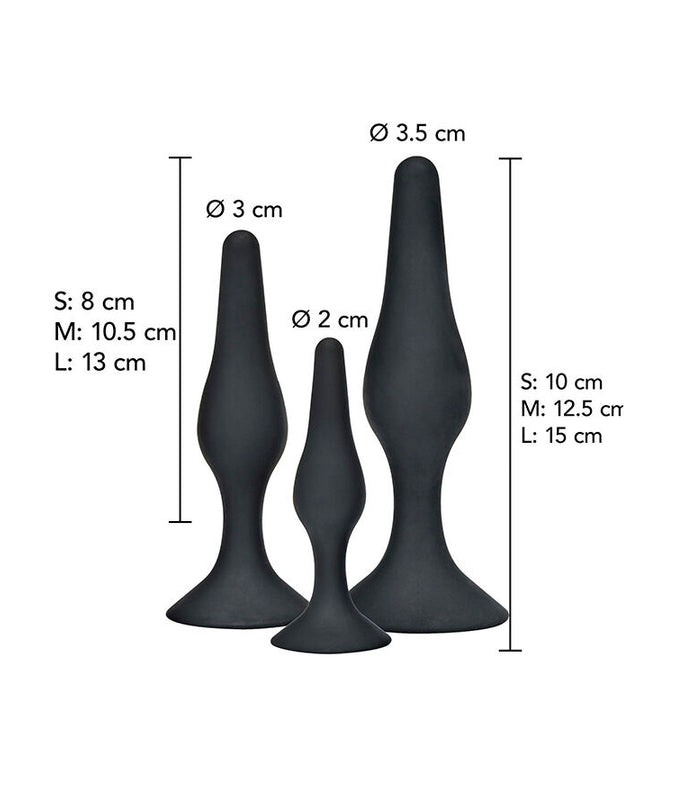 TOYJOY - ANAL PLAY CURVY COMPANIONS ANAL PLUG 3 PIECES BLACK