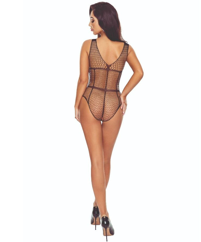 PASSION - BS114 BLACK GRID BODYSTOCKING