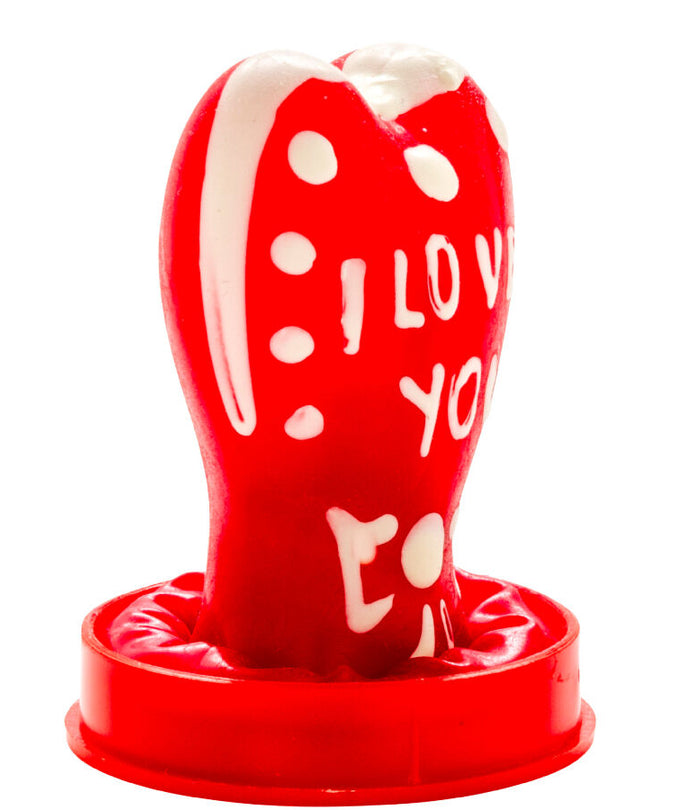 CONDOMERIE - HANDGESCHILDERDE FUN CONDOMS HART - IK HOU VAN JOU MODEL 1