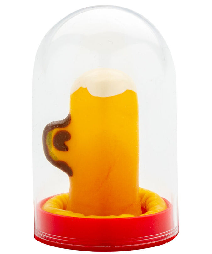 CONDOMERIE - HANDGESCHILDERDE FUN CONDOMS GLAS BIER