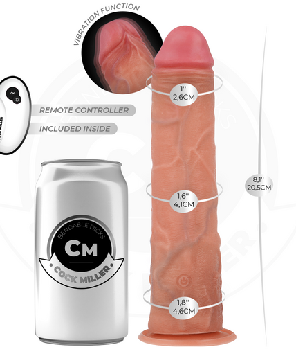 COCK MILLER - REALISTIC DILDO WITH SUCTION CUP AND REMOTE CONTROL VIBRATION 20.5 CM