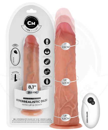 COCK MILLER - HYPER-REALISTIC DILDO WITH SUCTION CUP AND THRUSTING WITH REMOTE CONTROL 20.5 CM