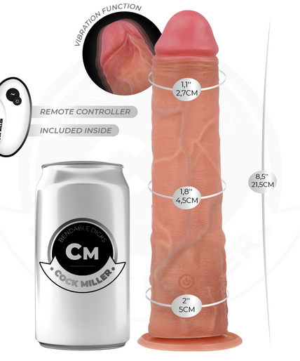 COCK MILLER - REALISTIC DILDO WITH SUCTION CUP AND VIBRATION WITH REMOTE CONTROL 21.5 CM