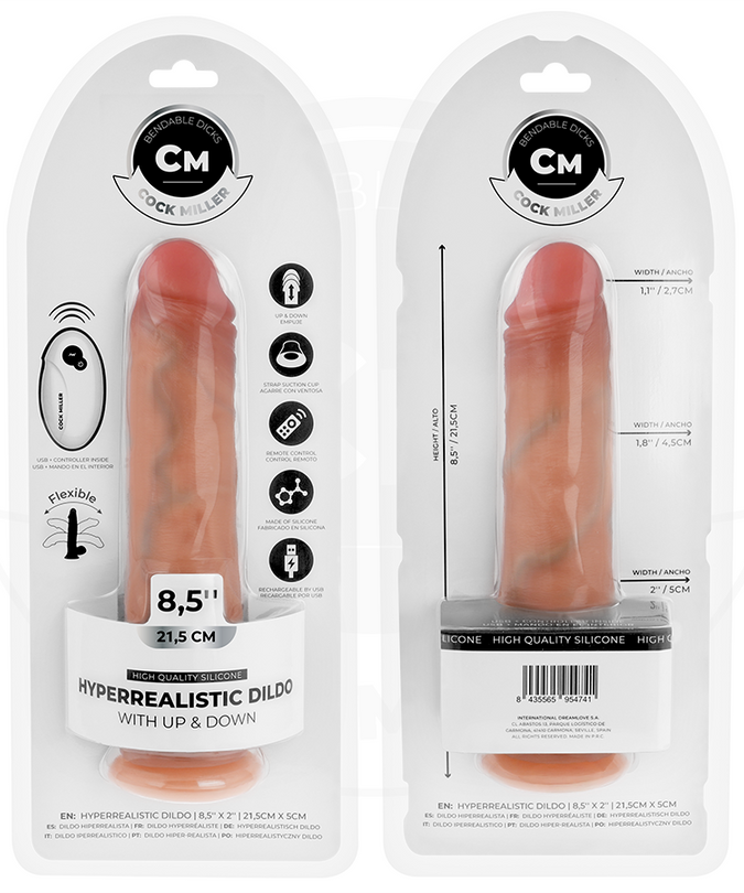 COCK MILLER - HYPER-REALISTIC DILDO WITH SUCTION CUP AND THRUSTING WITH REMOTE CONTROL 21.5 CM