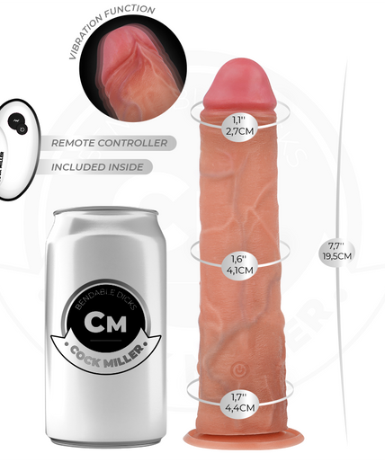COCK MILLER - REALISTIC DILDO WITH SUCTION CUP AND REMOTE CONTROL VIBRATION 19.5 CM