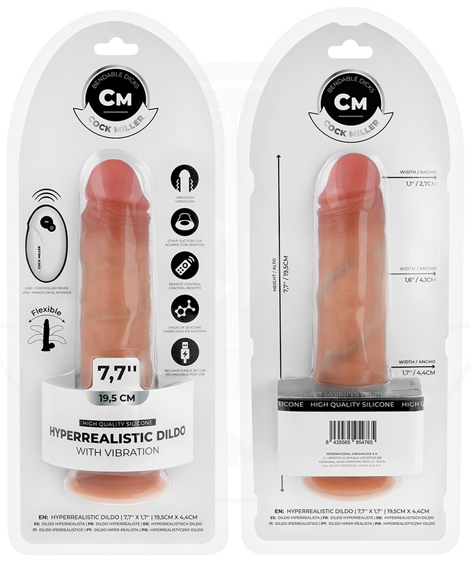 COCK MILLER - REALISTISCHE DILDO MET ZUIGNAP EN AFSTANDSBEDIENING TRILLING 19,5 CM