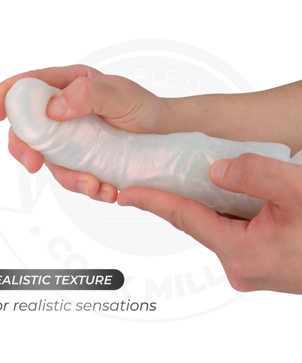 COCK MILLER - DILDO WITH SUCTION CUP, LIGHTS AND VIBRATION WITH REMOTE CONTROL WHITE 19.5 CM