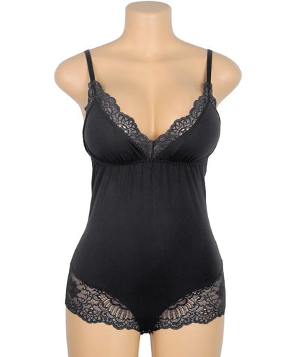 SUBBLIME - ZWARTE TEDDY MET BLOEMENKANT DETAIL S/M