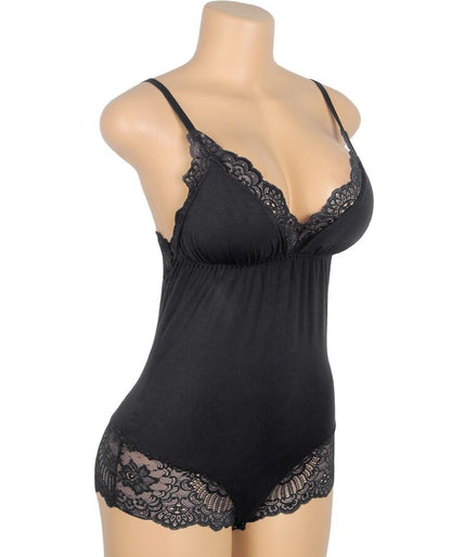 SUBBLIME - ZWARTE TEDDY MET BLOEMENKANT DETAIL S/M