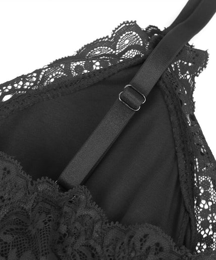 SUBBLIME - ZWARTE TEDDY MET BLOEMENKANT DETAIL S/M