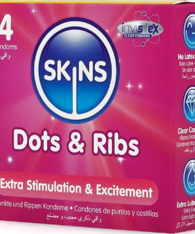 SKINS - DOTS & RIBS PREMIUM CONDOMS PACK 4