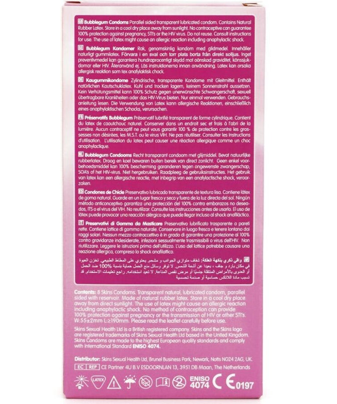 SKINS - BUBBLEGUM PREMIUM CONDOMS PACK 8