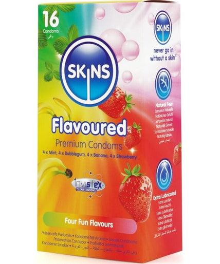SKINS - MULTI FLAVORS PREMIUM CONDOMS PACK 16