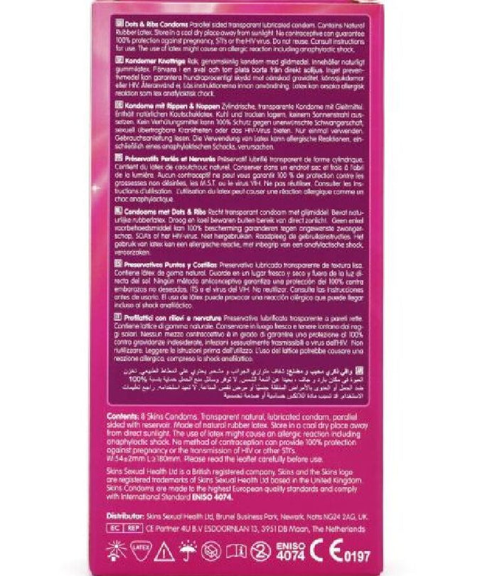 SKINS - DOTS & RIBS PREMIUM CONDOMS PACK 8