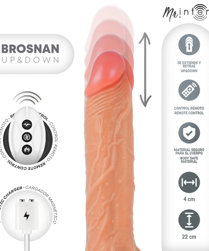 Mr Intense – Brosnan Realistic Multifunctional With Vibration, Up And Down Remote Control, 22 Cm – Or – 4 Cm