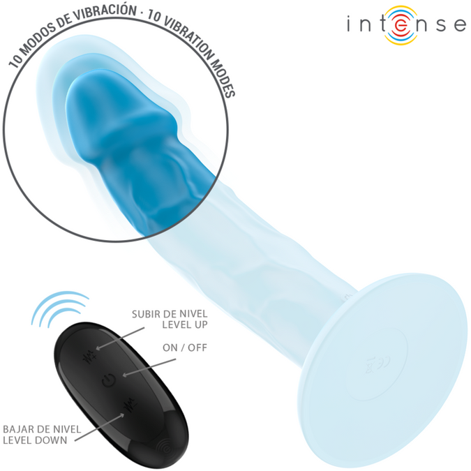 Intense – Phoebe Realistic Vibrator 10 Vibrations Blue Remote Control
