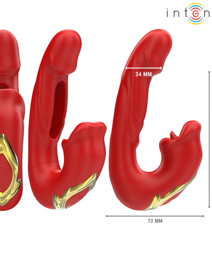 INTENSE - NATHY DOUBLE VIBRATOR WITH MULTIFUNCTION STIMULATING MOUTH RED