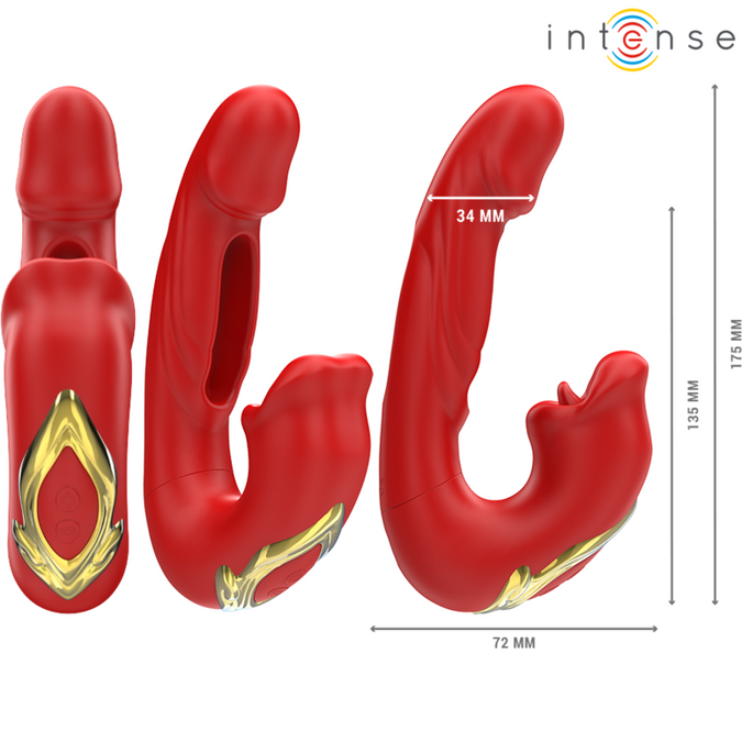 Intense – Nathy dubbele vibrator met multifunctionele stimulerende mond rood